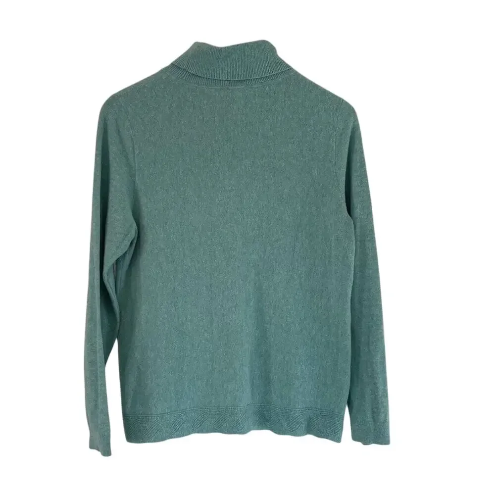 Talbots Seafoam Green Cotton Blend Turtleneck Knit Sweater, Preppy, Y2K, MP